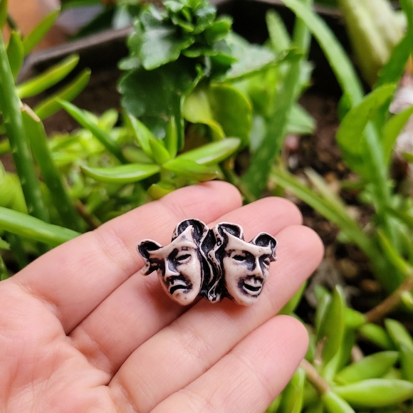 Vintage Celluloid Comedy Tragedy Brooch Pin - Picture 8 of 13